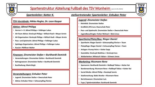 Spartenstruktur Fußball